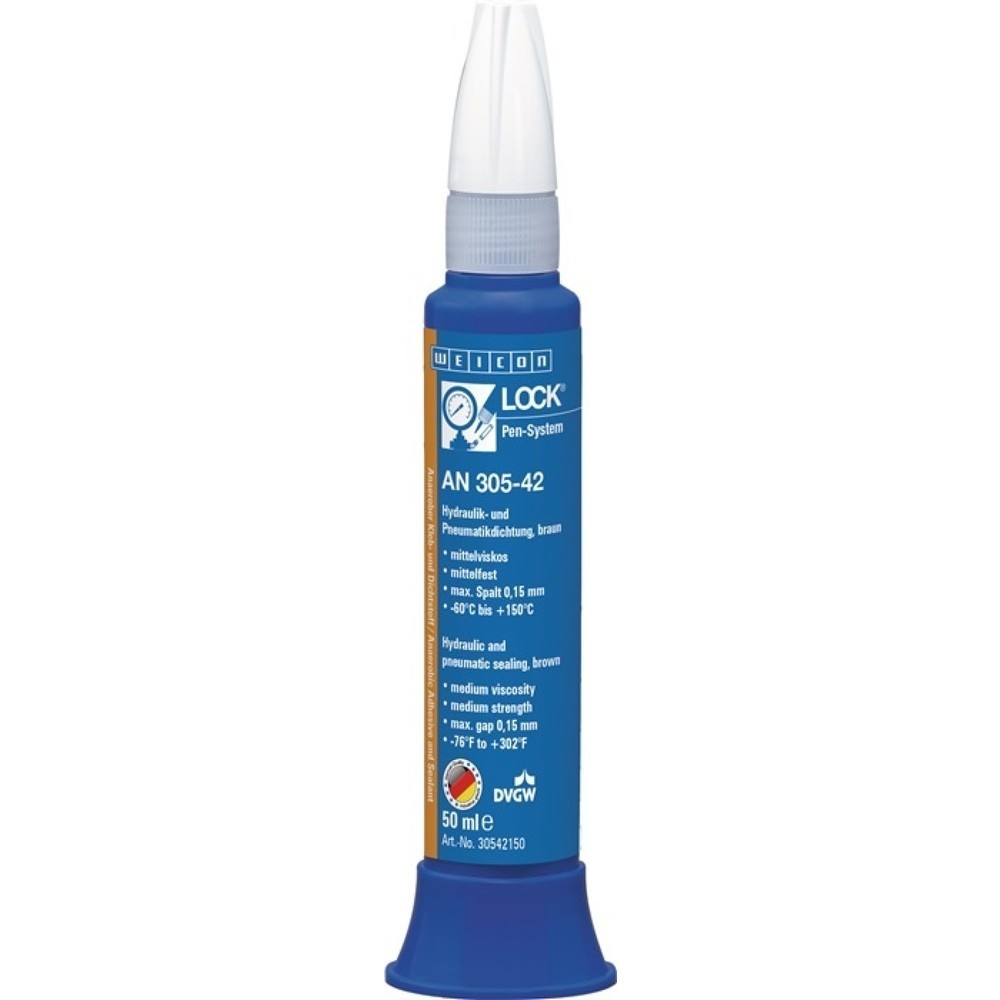 Produktabbildung: WEICON Hydraulik-/PneumatikdichtungLOCK AN 305-42 mf.mv.braun 50 ml Pen