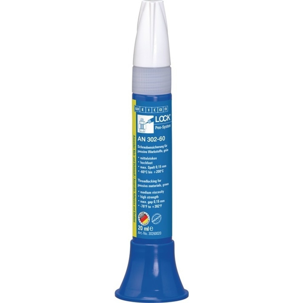 Produktabbildung: WEICON Schraubensicherung WEICONLOCK® AN 302-60, 20 ml, hochfest mittelviskos grün