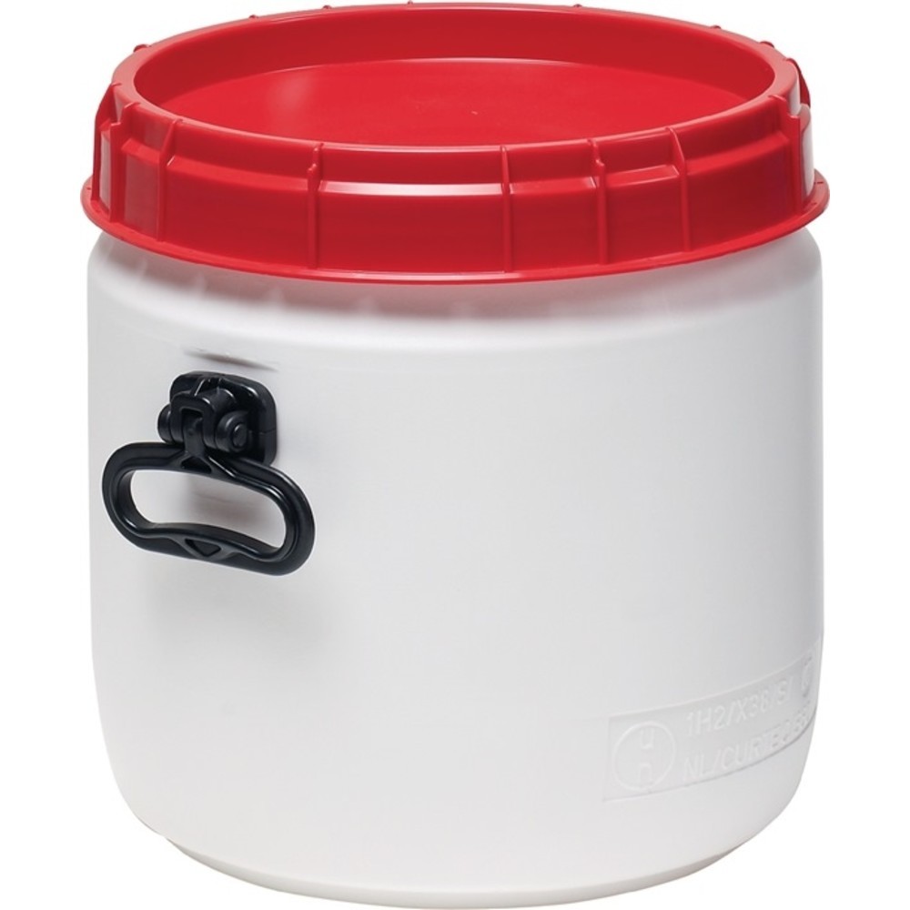 Produktabbildung Nr. 2: Weithalsfass 26l weiß m.rotem Deckel m.2 Tragegriffen Einfüllöffnung-D.295mm