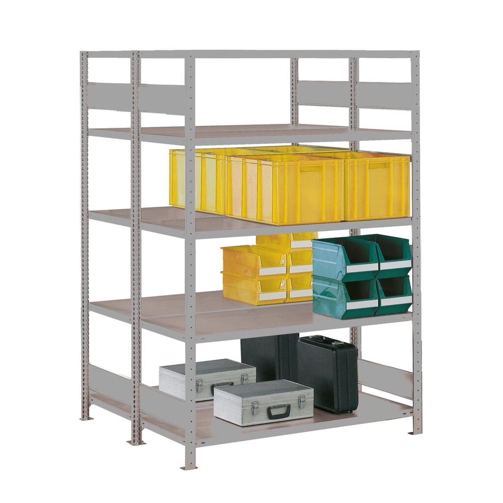 Produktabbildung: META Weitspannregal, doppelzeilig, GF, lichtgrau, HxBxT 2.000 x 1.300 x 600 mm
