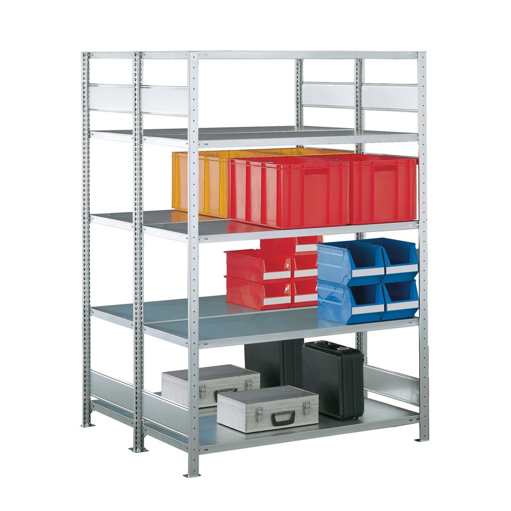 Produktabbildung: META Weitspannregal, doppelzeilig, GF, verzinkt, HxBxT 2.500 x 1.300 x 1.600 mm