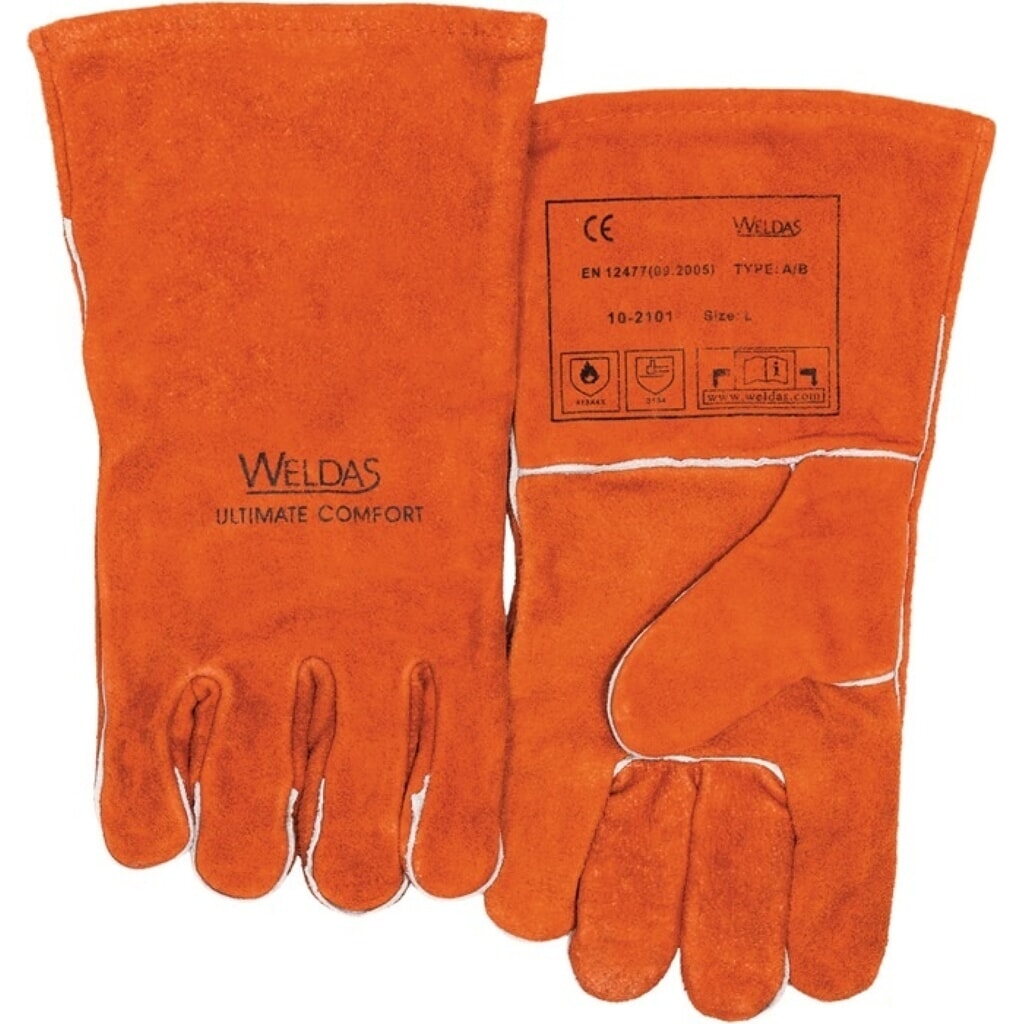 WELDAS Schweißerhandschuhe Gr.L (9) rot Produktabbildung: WELDAS Schweißerhandschuhe Gr.L (9) rot