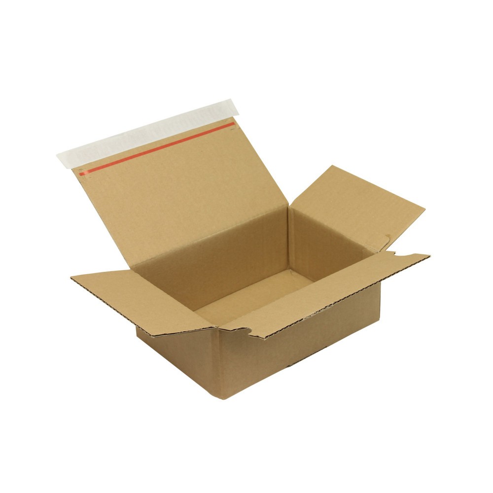 Produktabbildung: Wellpapp-Faltkarton 1-wellig, 230x160x80mm, A5, Qual.1.2B, braun, Automatikboden