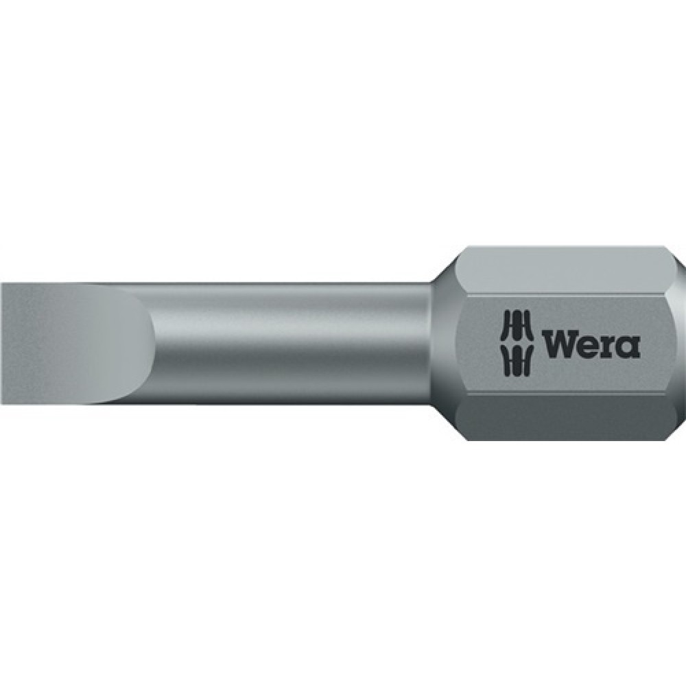Produktabbildung: Bit 800/1 TZ f.Schlitzschrauben 4mm L.25mm 1/4 Zoll C6,3 0,5mm zähhart,TZ WERA