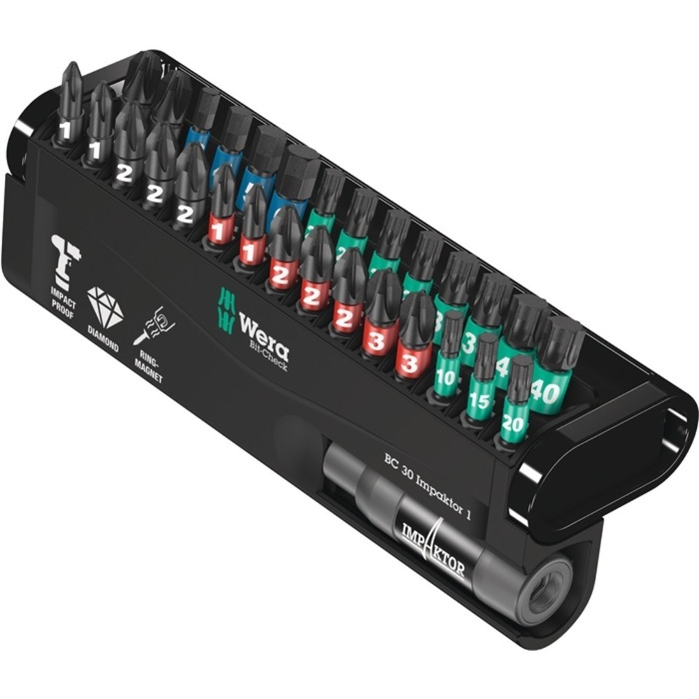 Produktabbildung Nr. 2: Bitsortiment Bit-Check 30 Impaktor 1 30-teilig PH/PZD/T/6-KT. Schnellwechselhalter