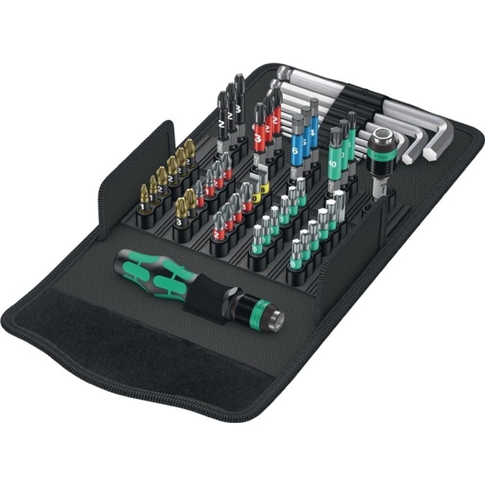 Produktabbildung: WERA Bitsortiment KK 100 52-tlg.Schlitz/PH/PZD/TX/6Kt