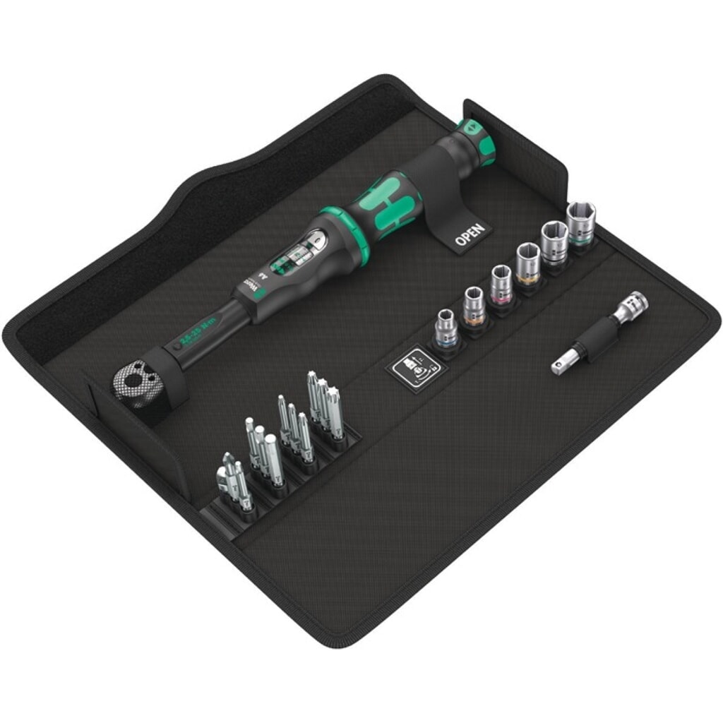 WERA Drehmomentschlüsselset Click-Torque A 6 Set 1 20tlg.2,5-25 Nm 1/4 Zoll Produktabbildung: WERA Drehmomentschlüsselset Click-Torque A 6 Set 1 20tlg.2,5-25 Nm 1/4 Zoll