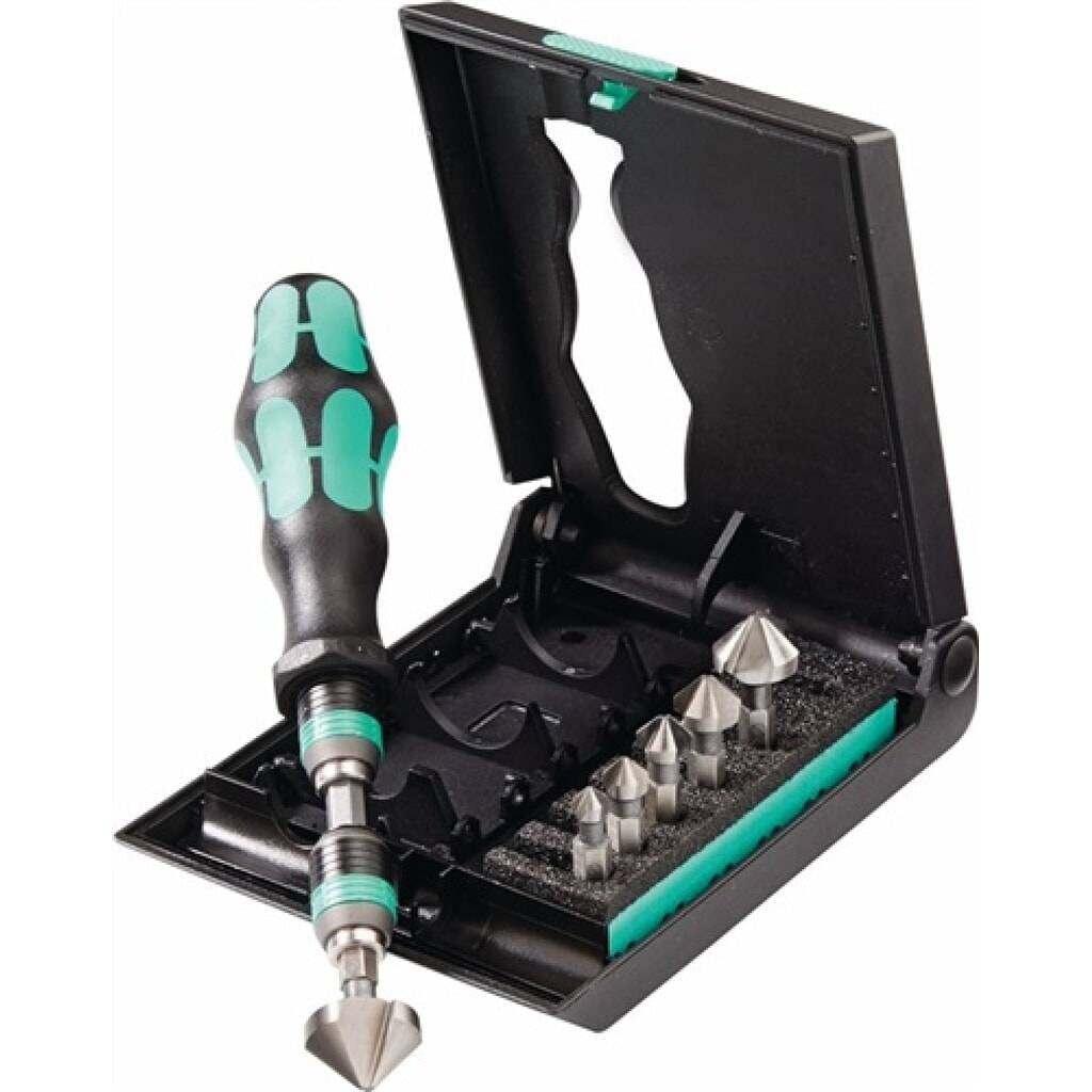 Kegelsenkerbitsatz 846/8 8-tlg.Gr.6,3-20,5mm 90Grad HSS Ku.-Box WERA Produktabbildung: Kegelsenkerbitsatz 846/8 8-tlg.Gr.6,3-20,5mm 90Grad HSS Ku.-Box WERA