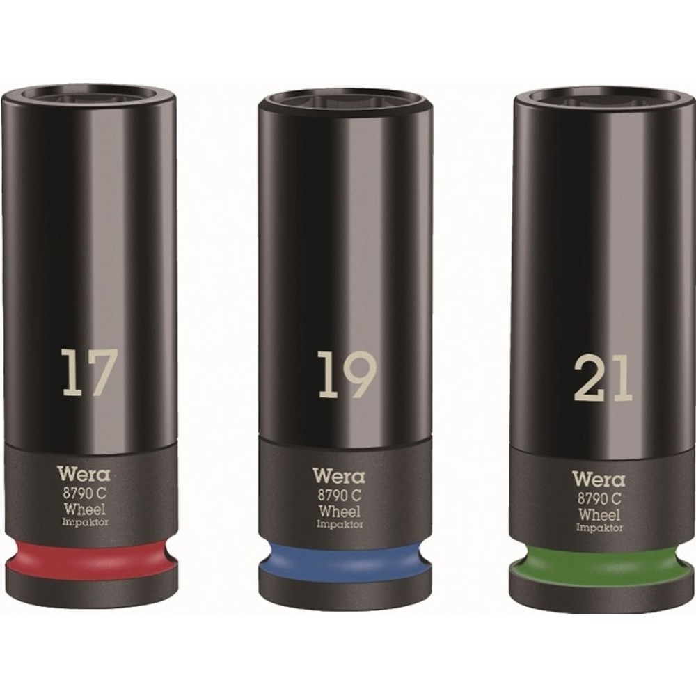 Produktabbildung: WERA Kraftsteckschlüsselsatz Wheel Impaktor C Set 1, lang, 6-kant, 3-teilig 1/2 ″