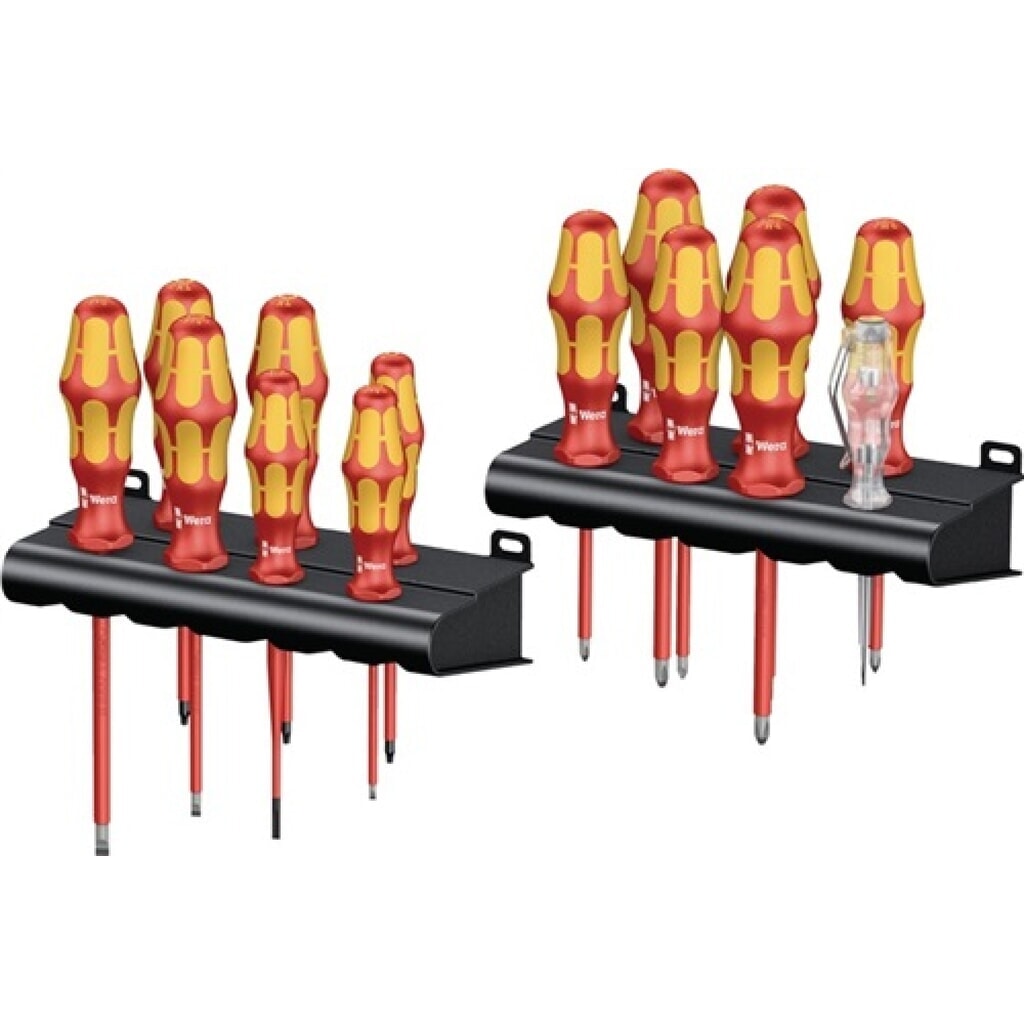 Schraubendrehersatz VDE isol. 16tlg. Schlitz/PH/PZD/ PlusMinus/TX/Spannungsprüf Produktabbildung: Schraubendrehersatz VDE isol. 16tlg. Schlitz/PH/PZD/ PlusMinus/TX/Spannungsprüf