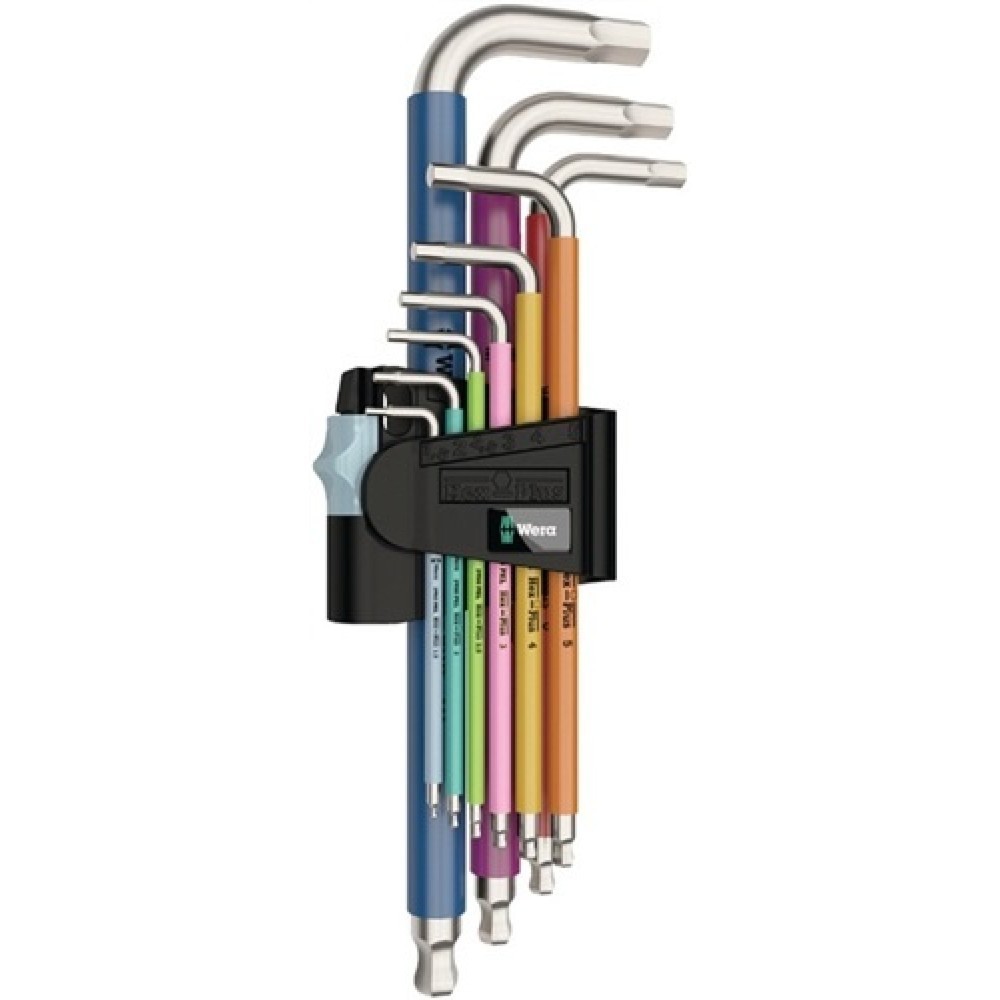 Produktabbildung: 6kt.Winkelschraubendrehers. 9tlg SW1,5-SW10 Edelstahl farbcod.3950 SPKL/9SMWera