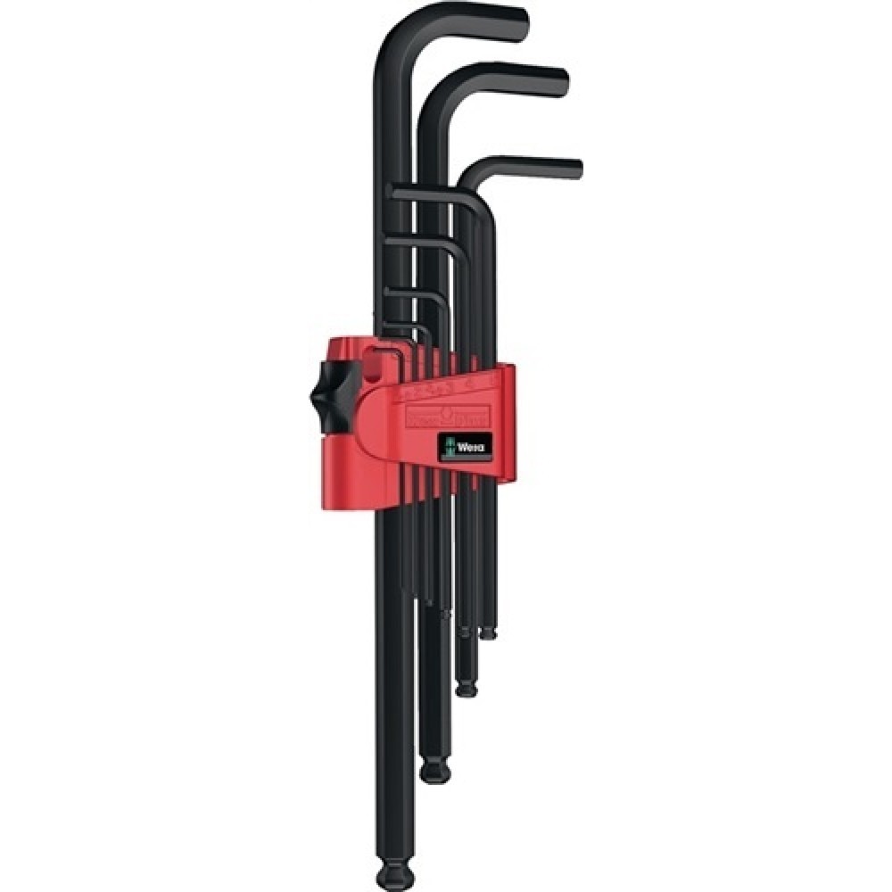 Produktabbildung: Winkelschraubendrehersatz 9tlg.m.Kugelkopf extral.6KT SW 1,5-10mm black laser 95
