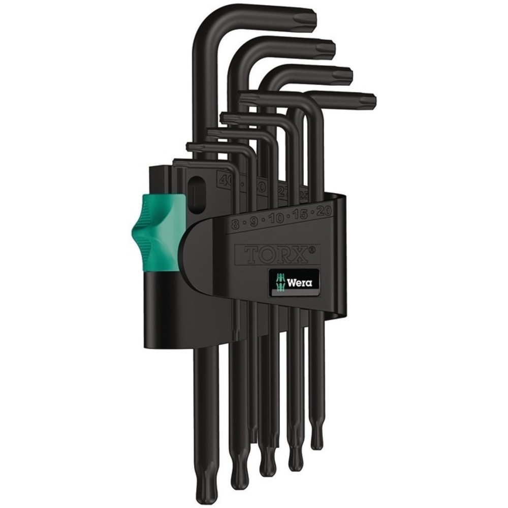Produktabbildung: WERA Winkelschlüsselsatz 967 PKL/9 9-tlg.T8-T40 m.Kugelk.Kunstoffhalter