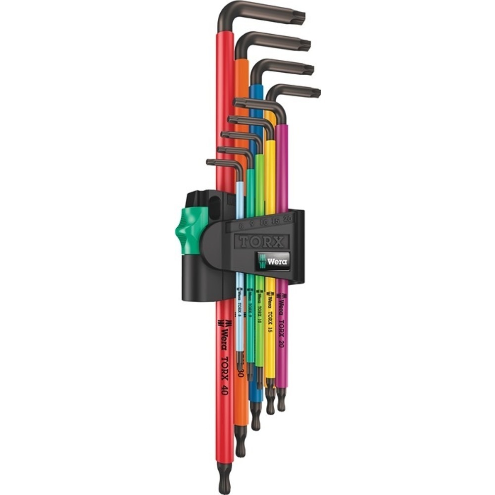 Produktabbildung: Winkelschraubendrehersatz 967/9 TX XL 9 teilig T8 - T40 farbcodiert, lang