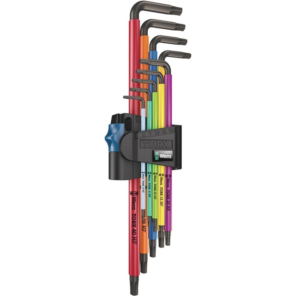 Produktabbildung: Winkelschraubendrehersatz 967/9 TX XL HF 9 teilig T8 - T40 farbcodiert, mit lang