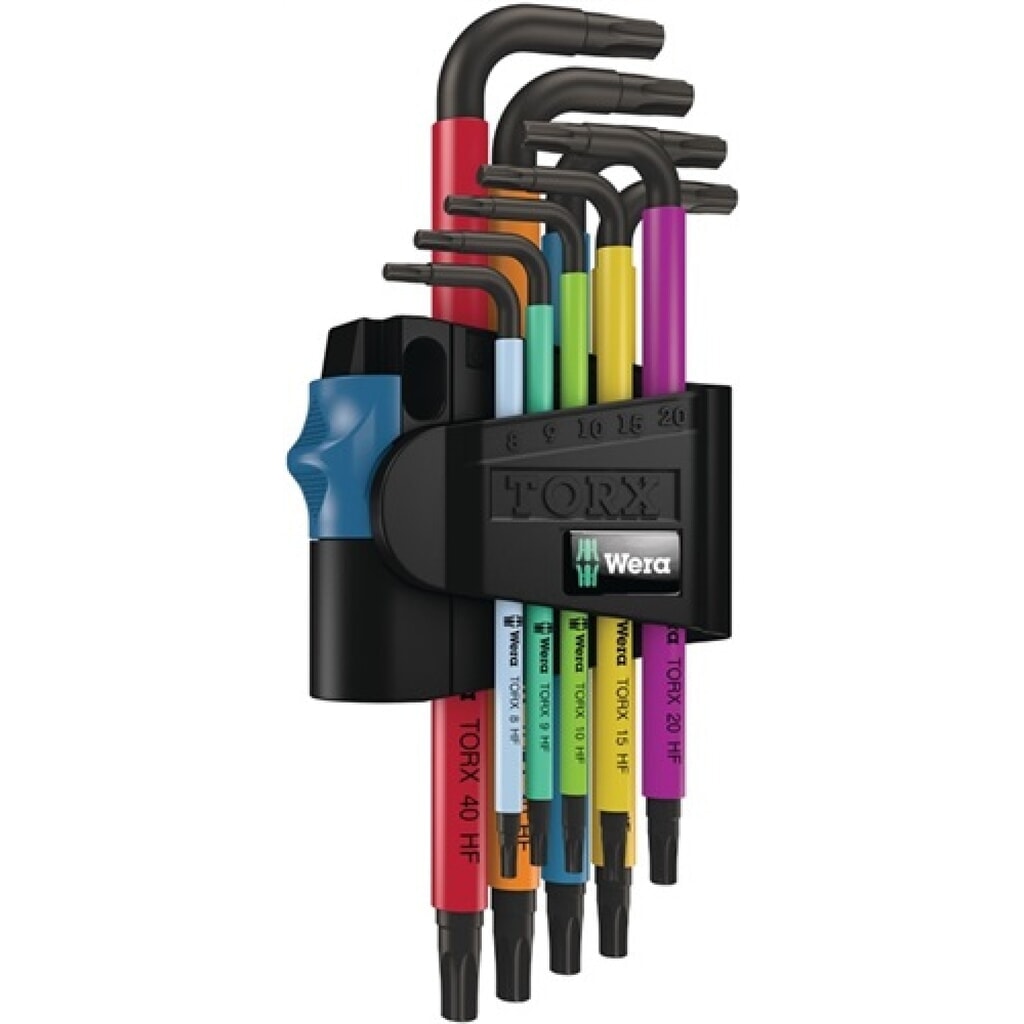 Winkelschraubendrehersatz 967 SL 9tlg.T8-T40 farbcodiert,m.HF WERA Produktabbildung: Winkelschraubendrehersatz 967 SL 9tlg.T8-T40 farbcodiert,m.HF WERA