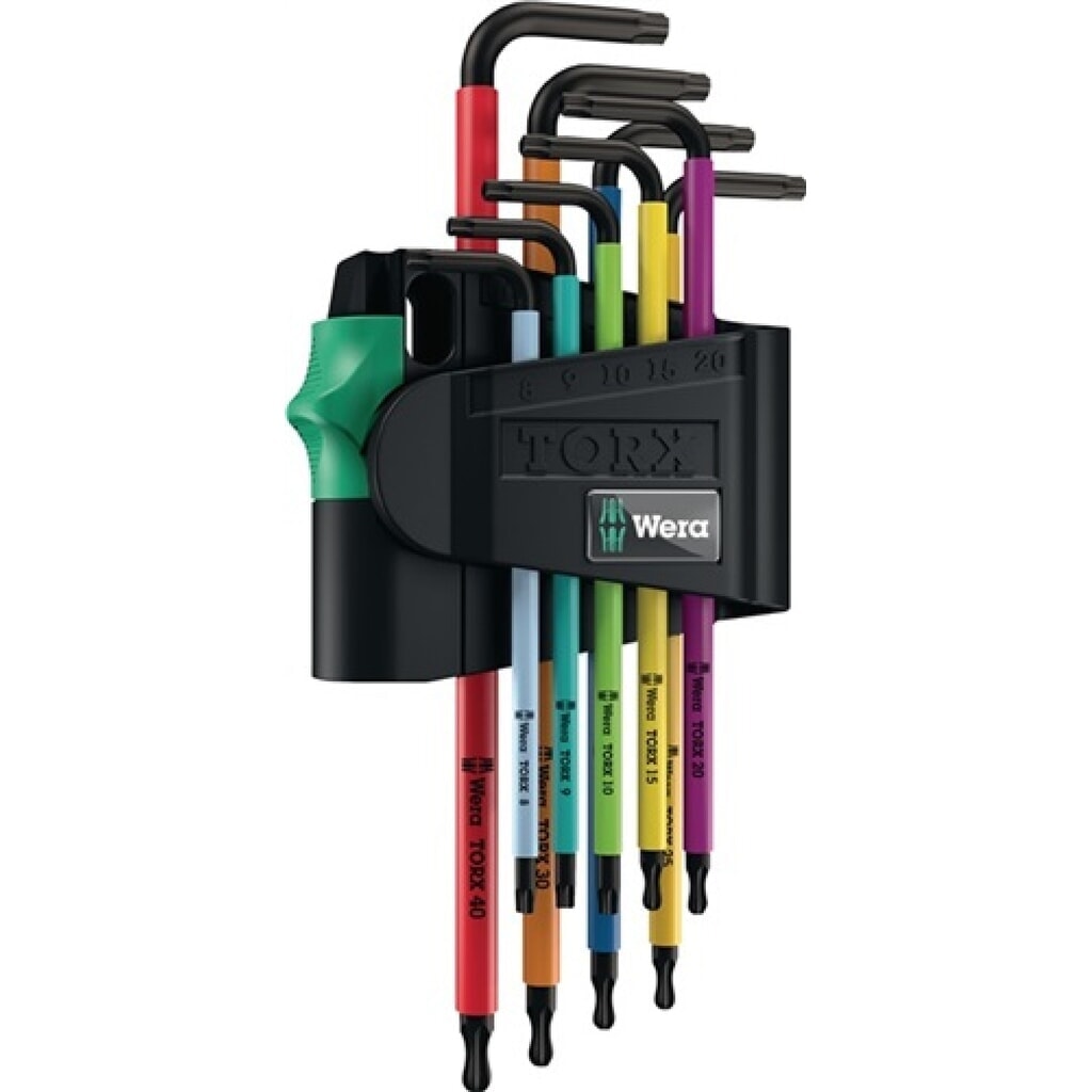 Produktabbildung: Winkelschraubendrehersatz 967 SPKL 9tlg.T8-T40 m.Bohrung WERA