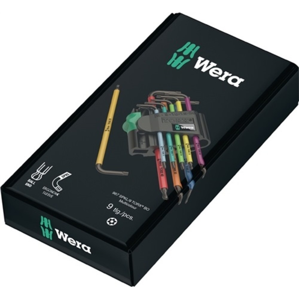 Produktabbildung Nr. 3: Winkelschraubendrehersatz 967 SPKL 9tlg.T8-T40 m.Bohrung WERA