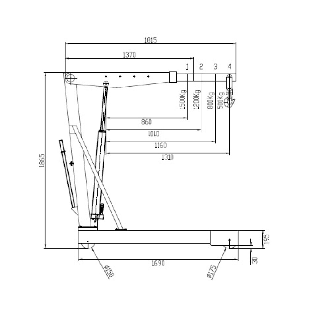Produktabbildung Nr. 2: Werkstattkran mit parallelem Fahrgestell und doppeltwirkender Handpumpe, TK 1.500 kg