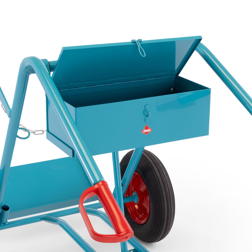 Werkzeugkasten für Ameise® 2er-Stahlflaschenkarre, leer, verschließbarer Deckel, HxBxT 155 x 460 x 210 mm Produktabbildung Nr. 2: Werkzeugkasten für Ameise® 2er-Stahlflaschenkarre, leer, verschließbarer Deckel, HxBxT 155 x 460 x 210 mm