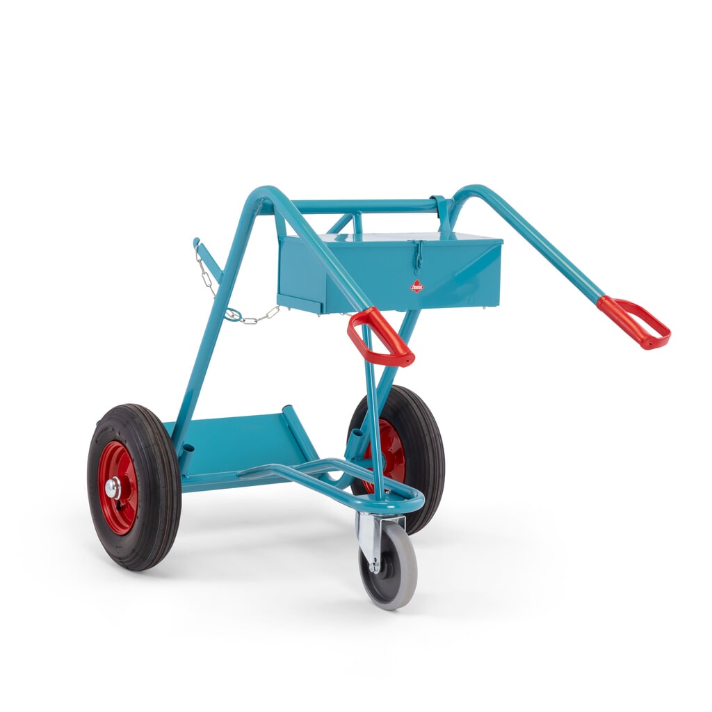 Werkzeugkasten für Ameise® 2er-Stahlflaschenkarre, leer, verschließbarer Deckel, HxBxT 155 x 460 x 210 mm Produktabbildung Nr. 4: Werkzeugkasten für Ameise® 2er-Stahlflaschenkarre, leer, verschließbarer Deckel, HxBxT 155 x 460 x 210 mm
