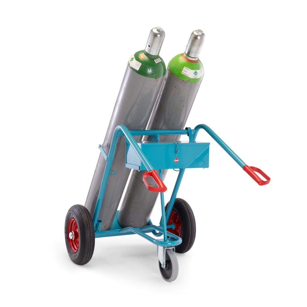 Werkzeugkasten für Ameise® 2er-Stahlflaschenkarre, leer, verschließbarer Deckel, HxBxT 155 x 460 x 210 mm Produktabbildung Nr. 5: Werkzeugkasten für Ameise® 2er-Stahlflaschenkarre, leer, verschließbarer Deckel, HxBxT 155 x 460 x 210 mm