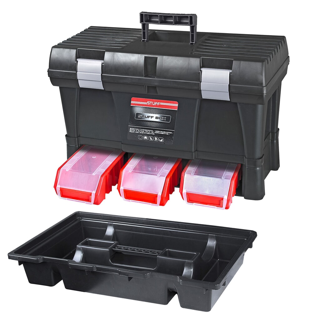 Werkzeugkoffer/Werkzeugkasten STUFF, inkl. 3 Stapelboxen, HxBxT 325 x 525 x 256 Produktabbildung: Werkzeugkoffer/Werkzeugkasten STUFF, inkl. 3 Stapelboxen, HxBxT 325 x 525 x 256