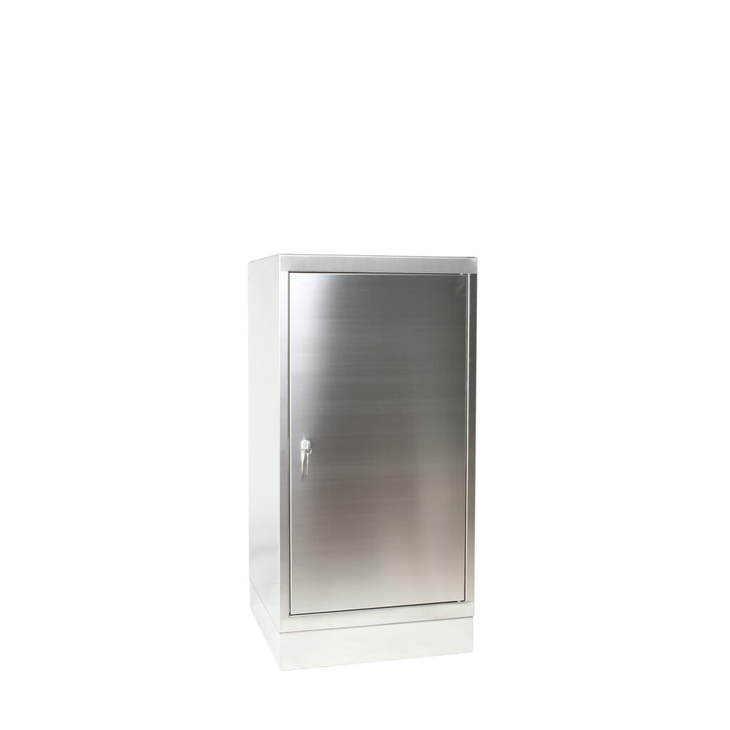 Reinsch Werkzeugschrank aus Edelstahl, 1-flügelig, HxBxT 1.050 x 500 x 500 mm, Sockel, 1 fester Boden Produktabbildung: Reinsch Werkzeugschrank aus Edelstahl, 1-flügelig, HxBxT 1.050 x 500 x 500 mm, Sockel, 1 fester Boden