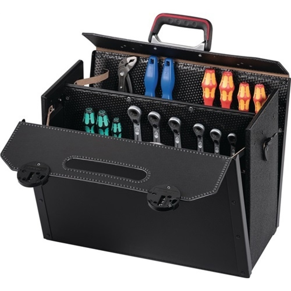 Produktabbildung: WerkzeugtascheB.460xT.210xH.340mm 33l Rindleder schwarzMittelw. CP-7 Stecksyst.