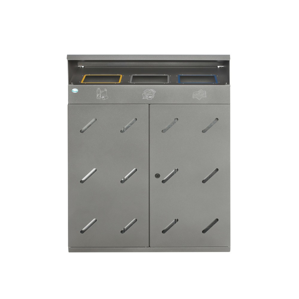 Produktabbildung: VAR® Wertstoffsammelstation WS 89, Einwurföffnungen, 3x 100 Liter, eisenglimmer