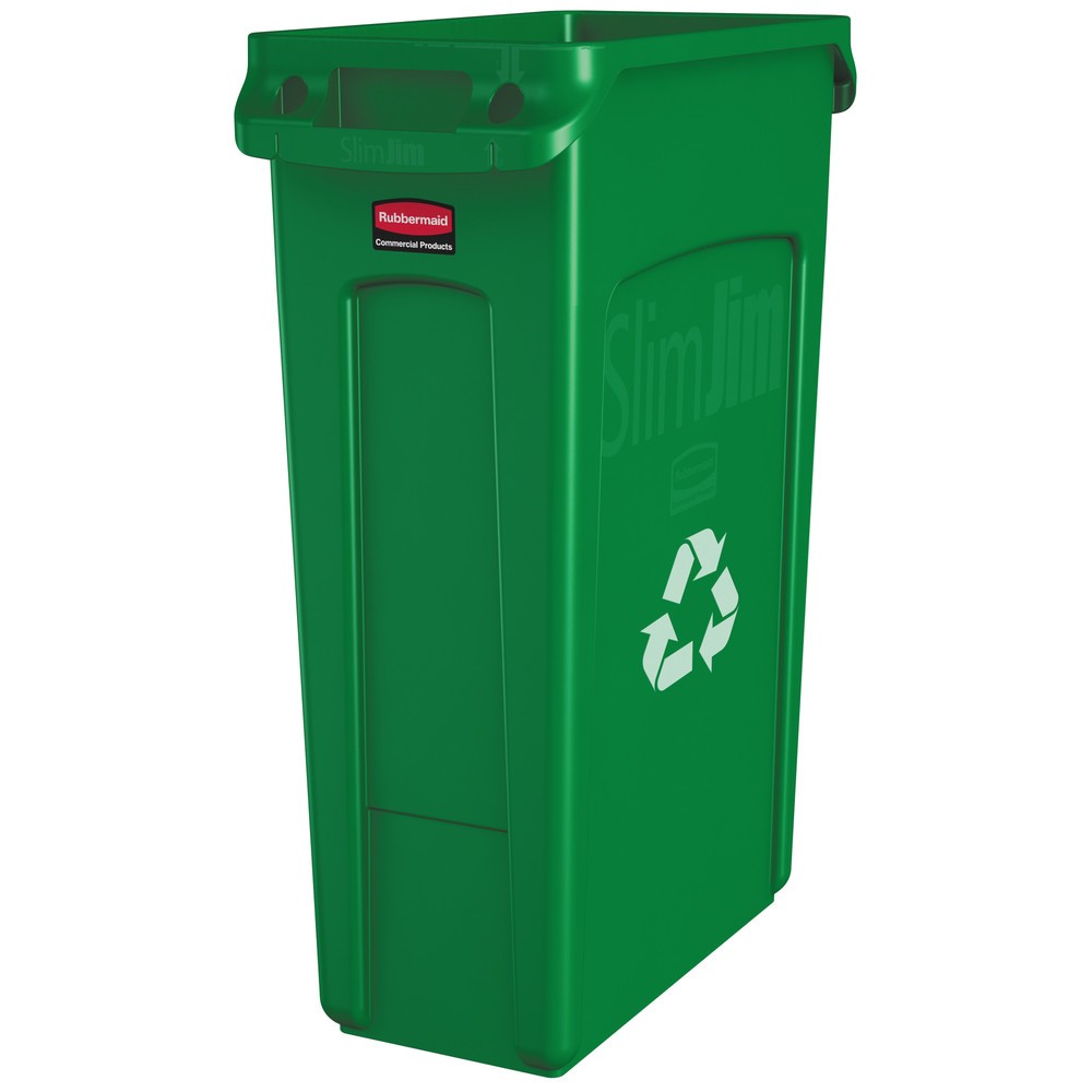 Produktabbildung: Wertstoffsammler Rubbermaid Slim Jim® mit Lüftungskanälen, 87 l, grün