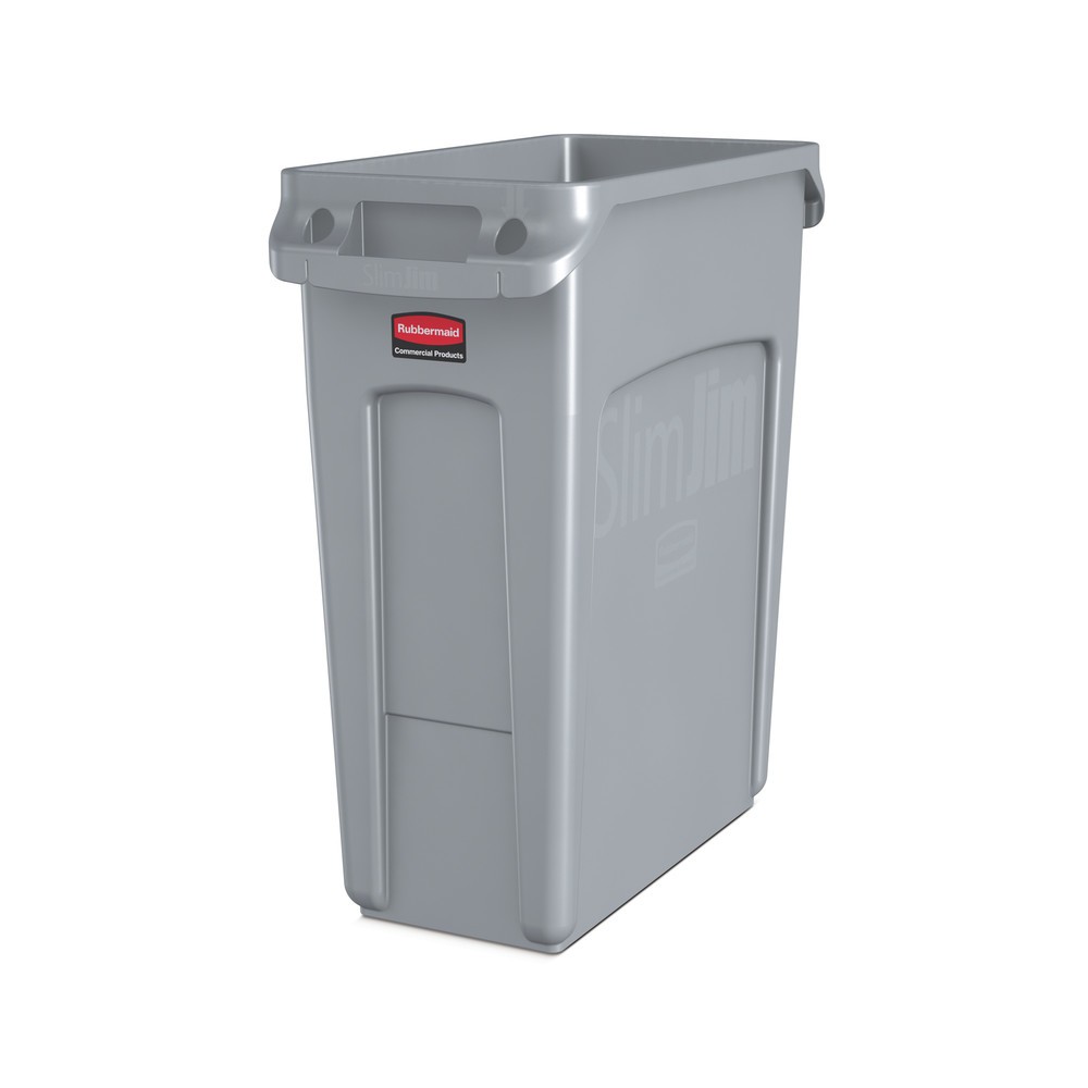 Produktabbildung: Wertstoffsammler Rubbermaid Slim Jim® mit Lüftungskanälen, 87 l, grau