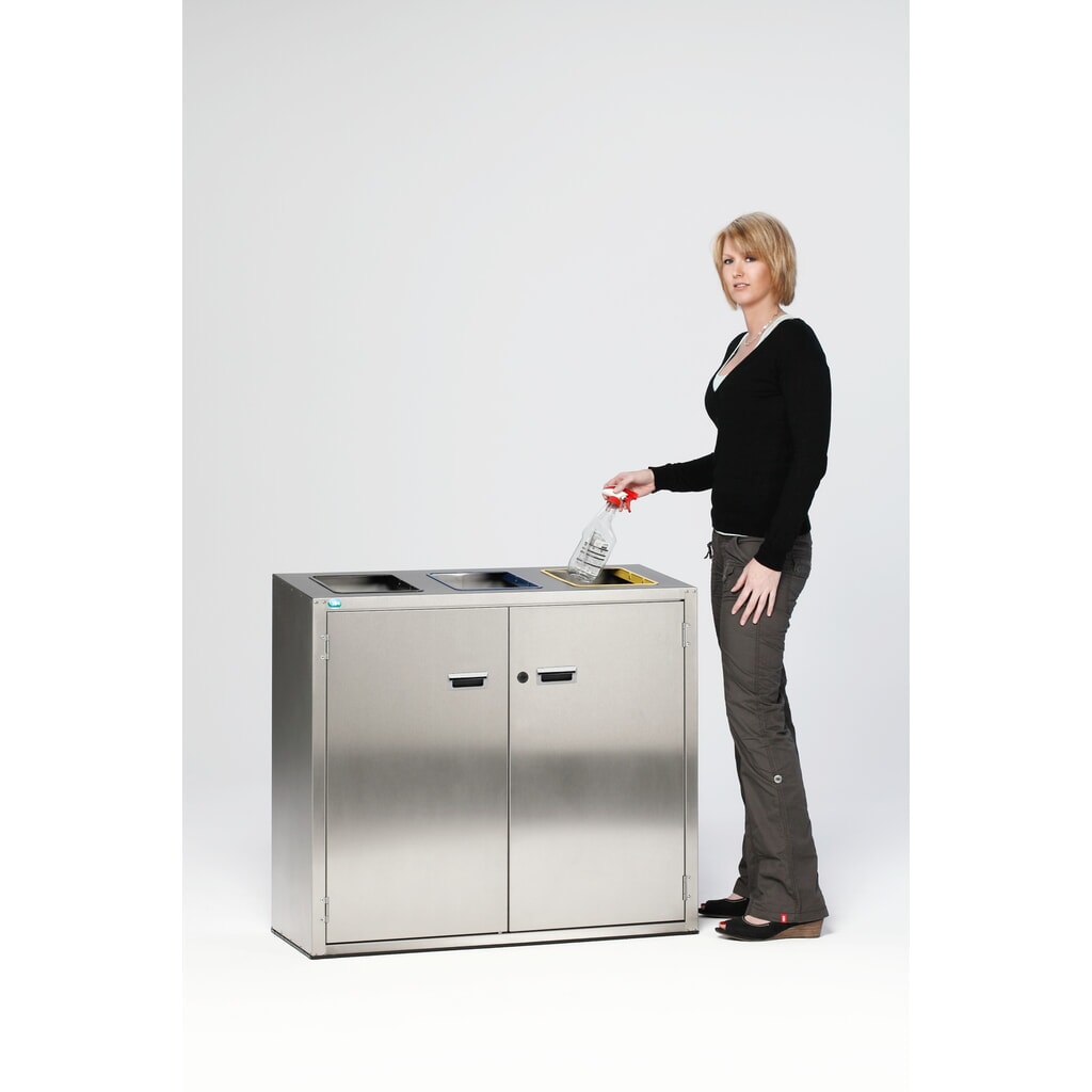 Produktabbildung Nr. 3: VAR® Wertstoffsortiersystem aus Edelstahl, Einwurföffnungen, 3x 90 Liter
