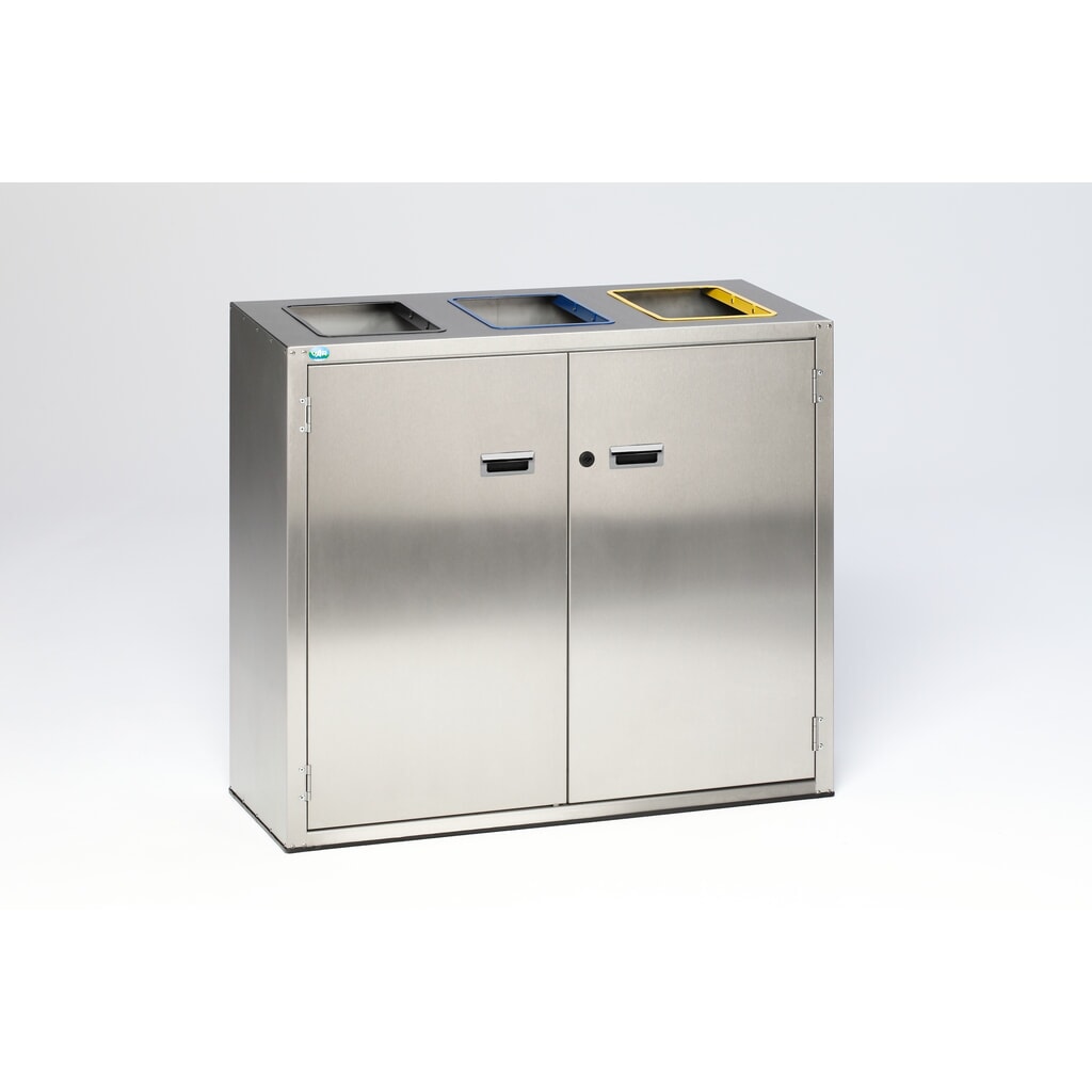 Produktabbildung Nr. 1: VAR® Wertstoffsortiersystem aus Edelstahl, Einwurföffnungen, 3x 90 Liter