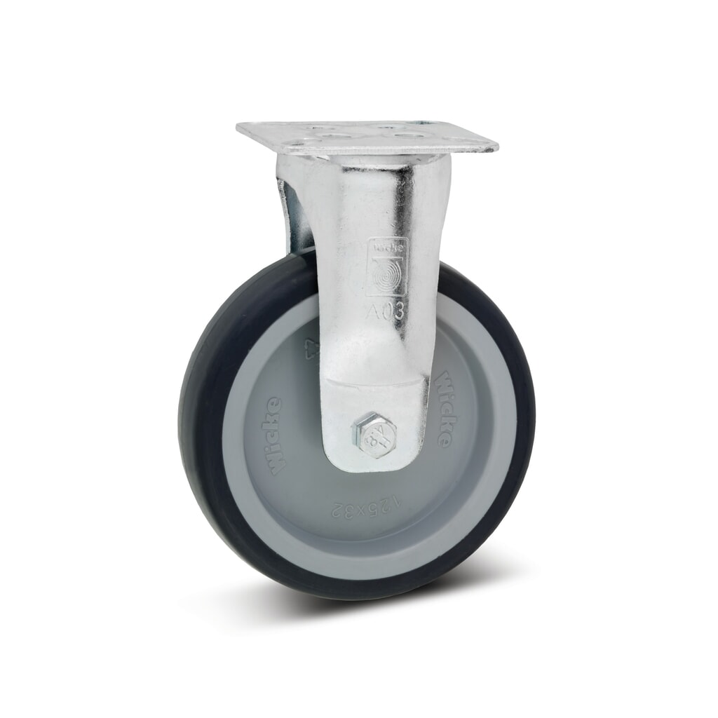 Wicke Apparaterolle TPU, Bockrolle, spurlos, Ø x Breite 75 x 30 mm, TK 75 kg Produktabbildung: Wicke Apparaterolle TPU, Bockrolle, spurlos, Ø x Breite 75 x 30 mm, TK 75 kg