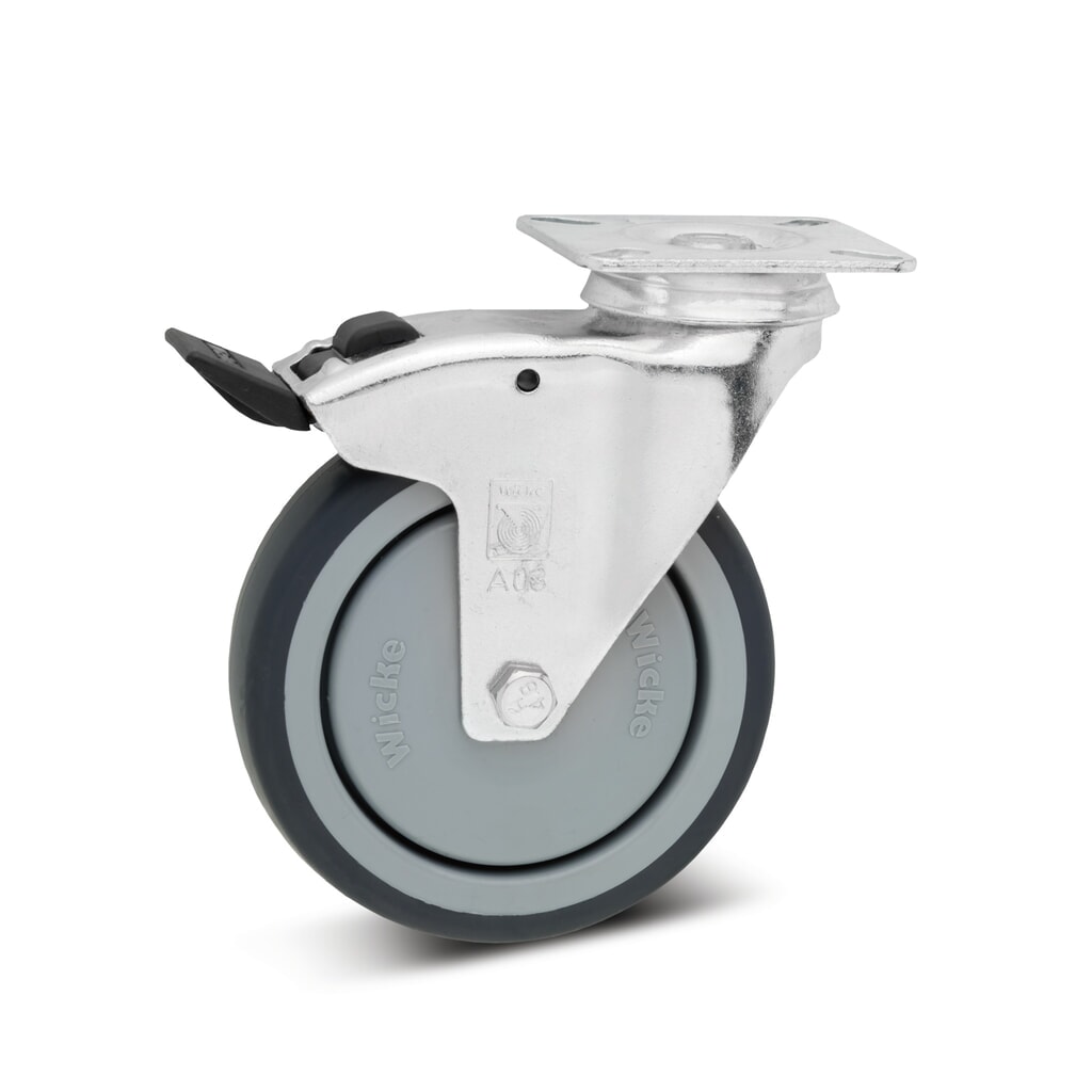 Wicke Apparaterolle TPU, Lenkrolle, Gleitlager, inkl. Feststeller, Ø x Breite 75 x 30 mm, TK 75 kg Produktabbildung: Wicke Apparaterolle TPU, Lenkrolle, Gleitlager, inkl. Feststeller, Ø x Breite 75 x 30 mm, TK 75 kg
