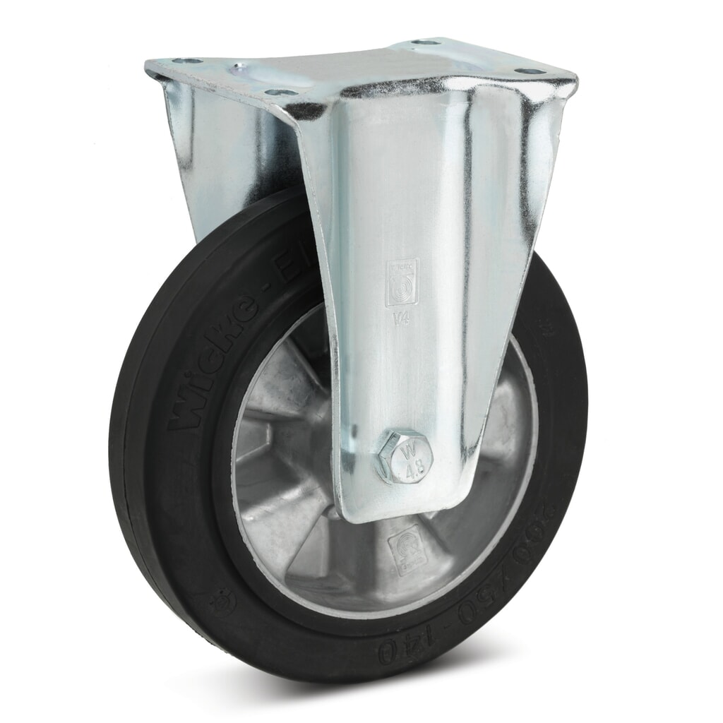 Wicke Bockrolle Elastik-Vollgummi, Ø x Breite 100 x 40 mm, TK 180 kg Produktabbildung: Wicke Bockrolle Elastik-Vollgummi, Ø x Breite 100 x 40 mm, TK 180 kg