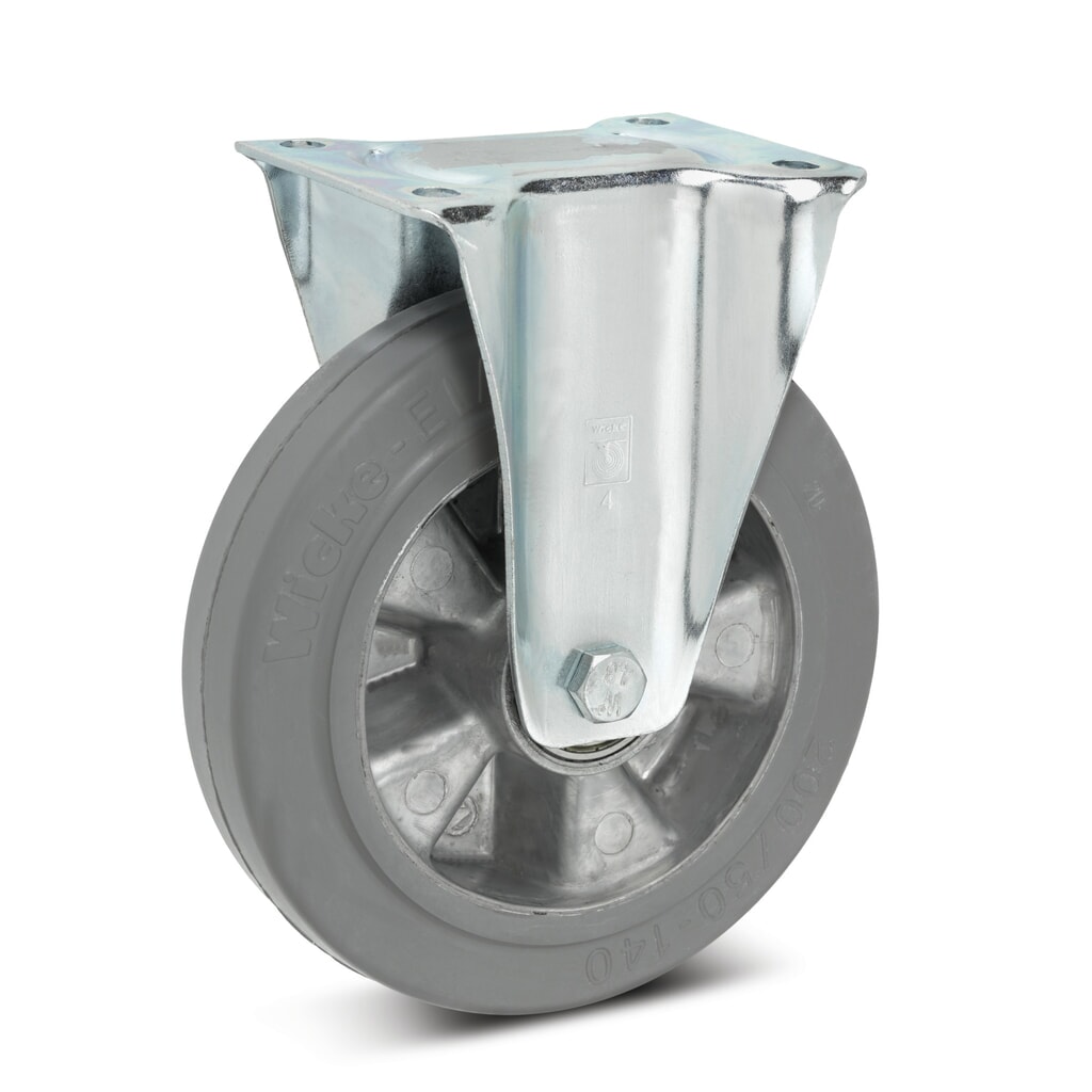 Wicke Bockrolle Elastik-Vollgummi, Alufelge, spurlos, Ø x Breite 100 x 40 mm, TK 180 kg Produktabbildung: Wicke Bockrolle Elastik-Vollgummi, Alufelge, spurlos, Ø x Breite 100 x 40 mm, TK 180 kg