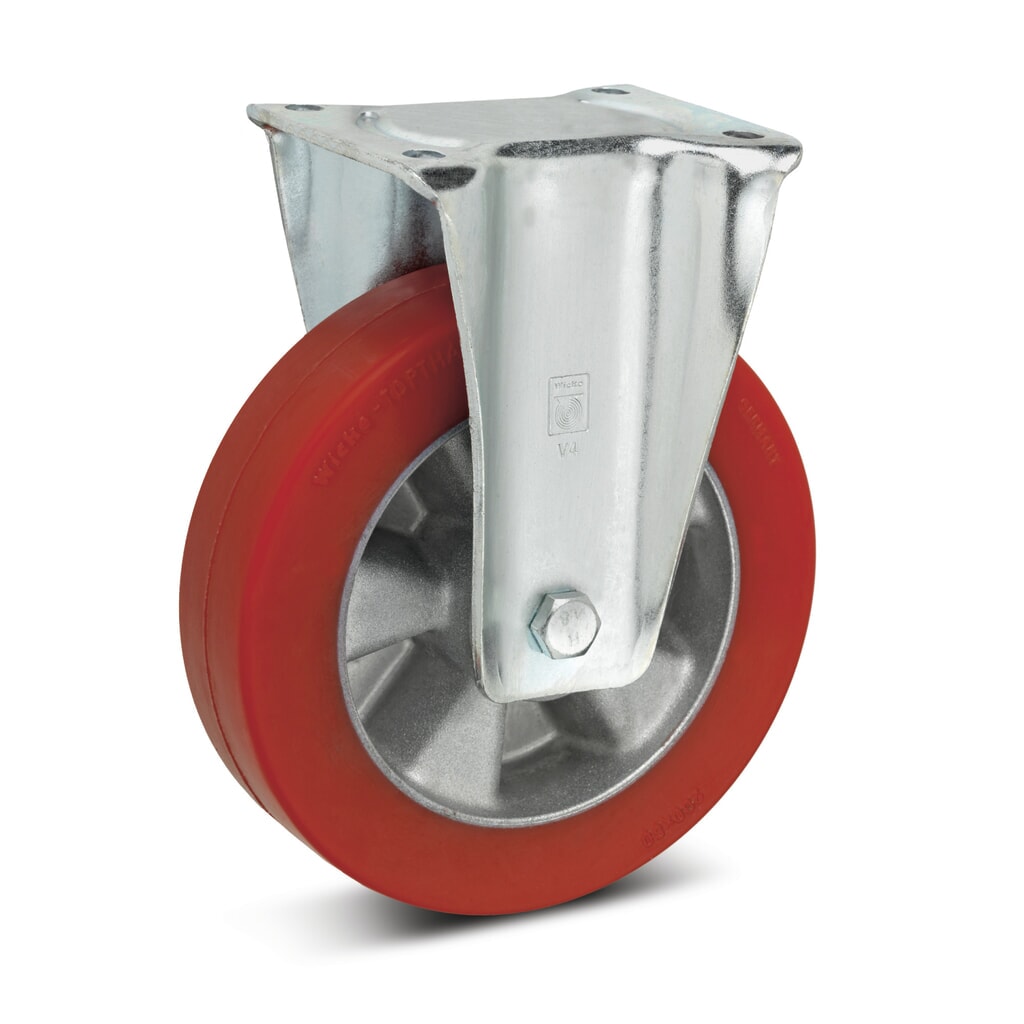 Wicke Bockrolle Topthane® Soft-PU, Ø x Breite 100 x 40 mm, TK 270 kg Produktabbildung: Wicke Bockrolle Topthane® Soft-PU, Ø x Breite 100 x 40 mm, TK 270 kg