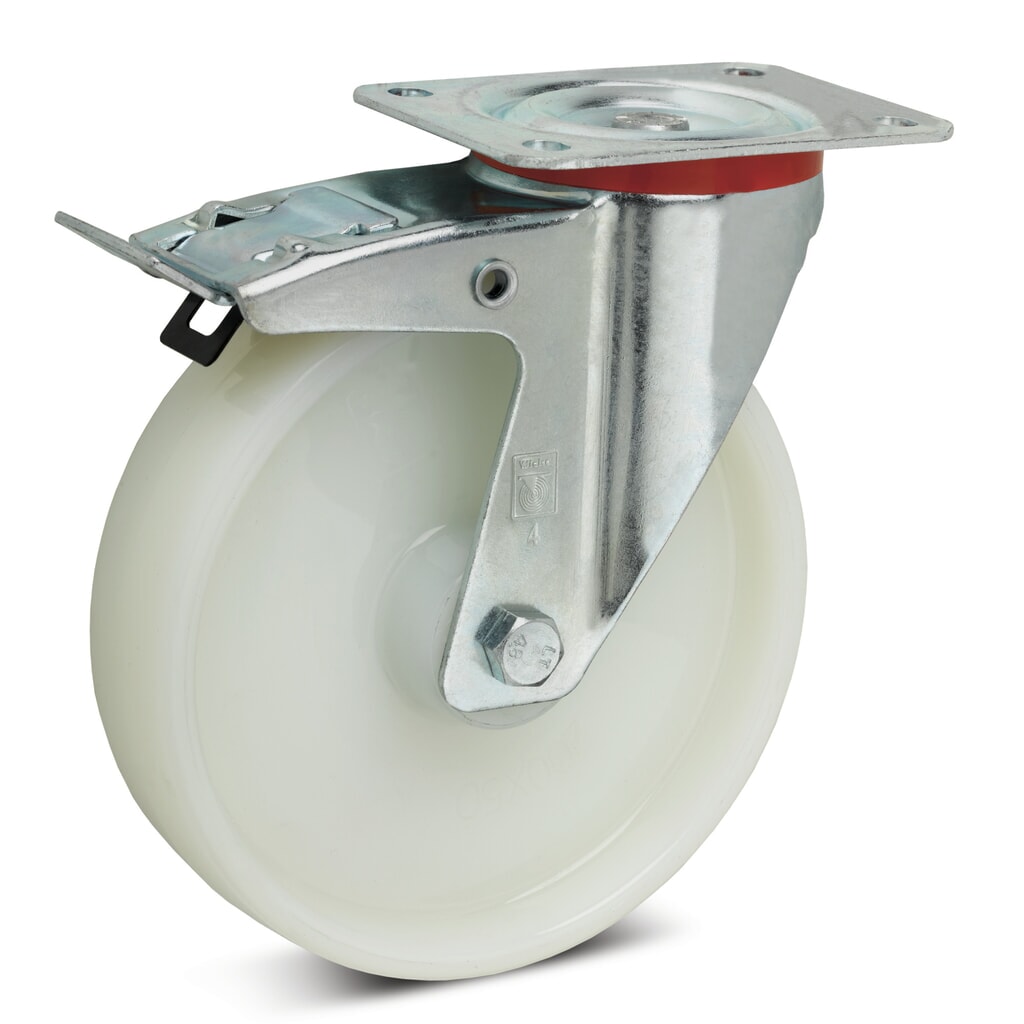 Produktabbildung: Wicke Lenkrolle Polyamid , inkl. Feststeller, spurlos, Ø x Breite 80 x 35 mm, TK 150 kg