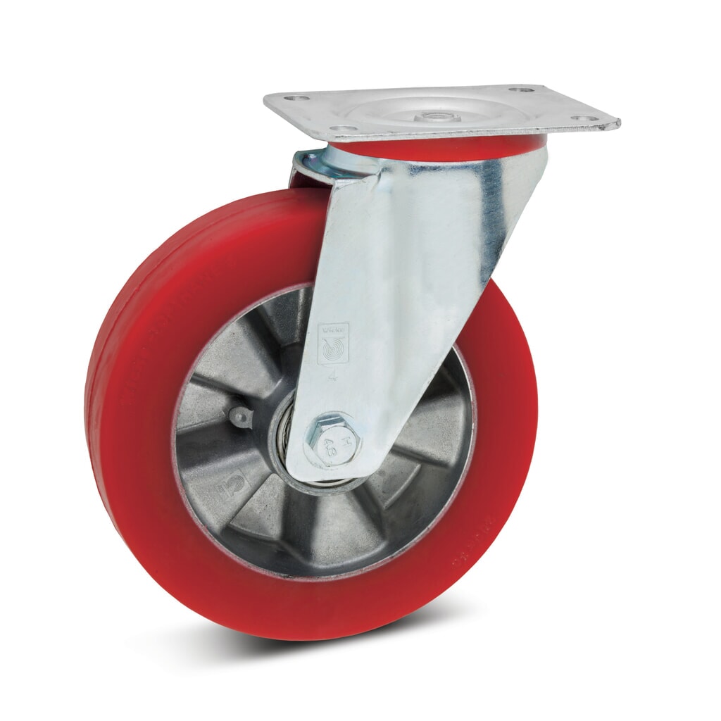Wicke Lenkrolle Soft-PU, Ø x Breite 100 x 40 mm, TK 180 kg Produktabbildung: Wicke Lenkrolle Soft-PU, Ø x Breite 100 x 40 mm, TK 180 kg