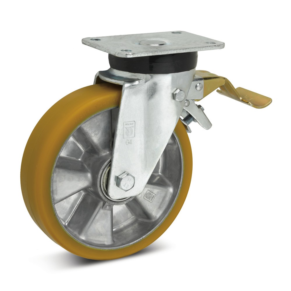 Produktabbildung: Wicke Lenkrolle Topthane®  PU, inkl. Feststeller im Vorlauf, Ø x Breite 125 x 54 mm, TK 560 kg