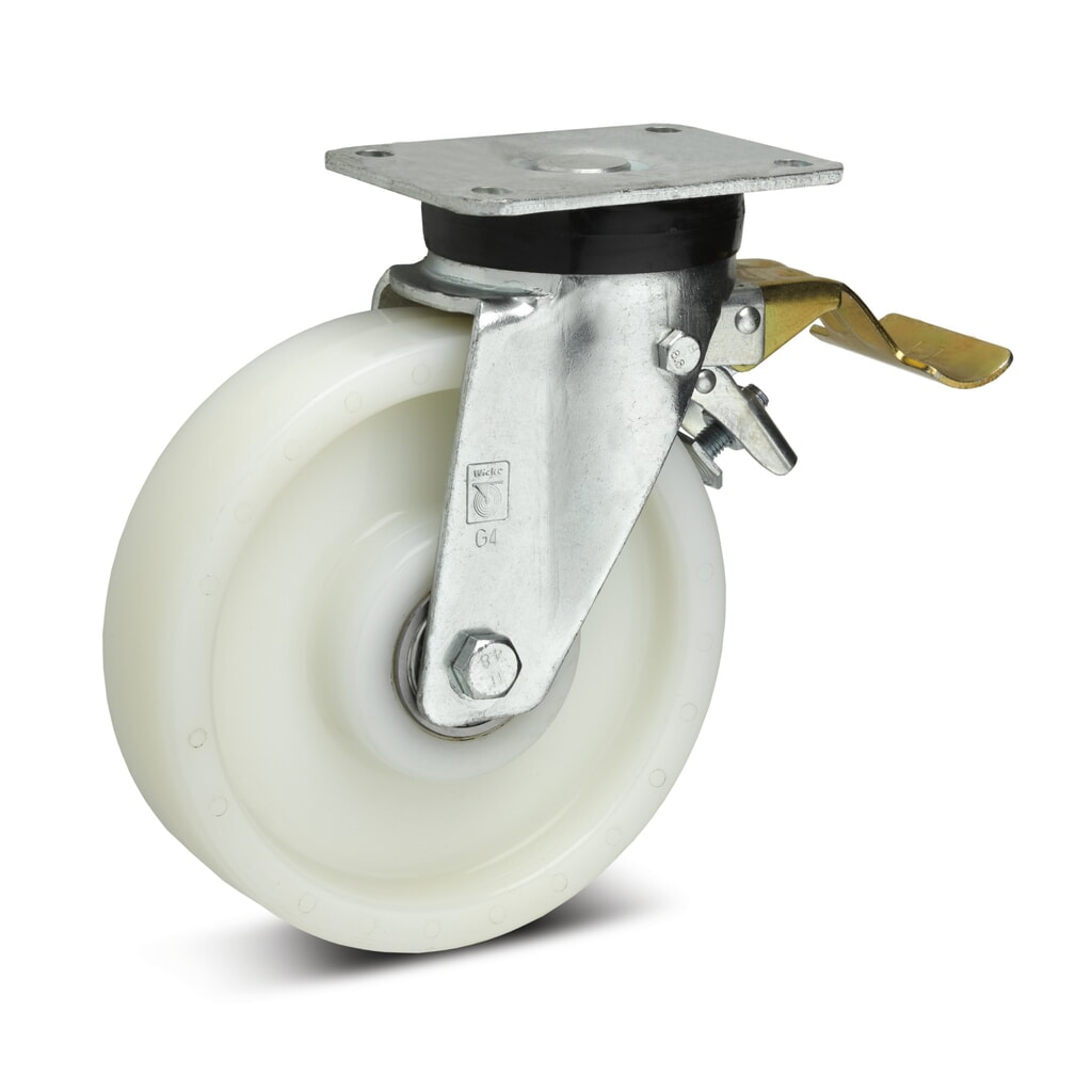 Produktabbildung: Wicke Schwerlast-Lenkrolle Polyamid, inkl. Feststeller im Vorlauf, Ø x Breite 125 x 45 mm, TK 600 kg