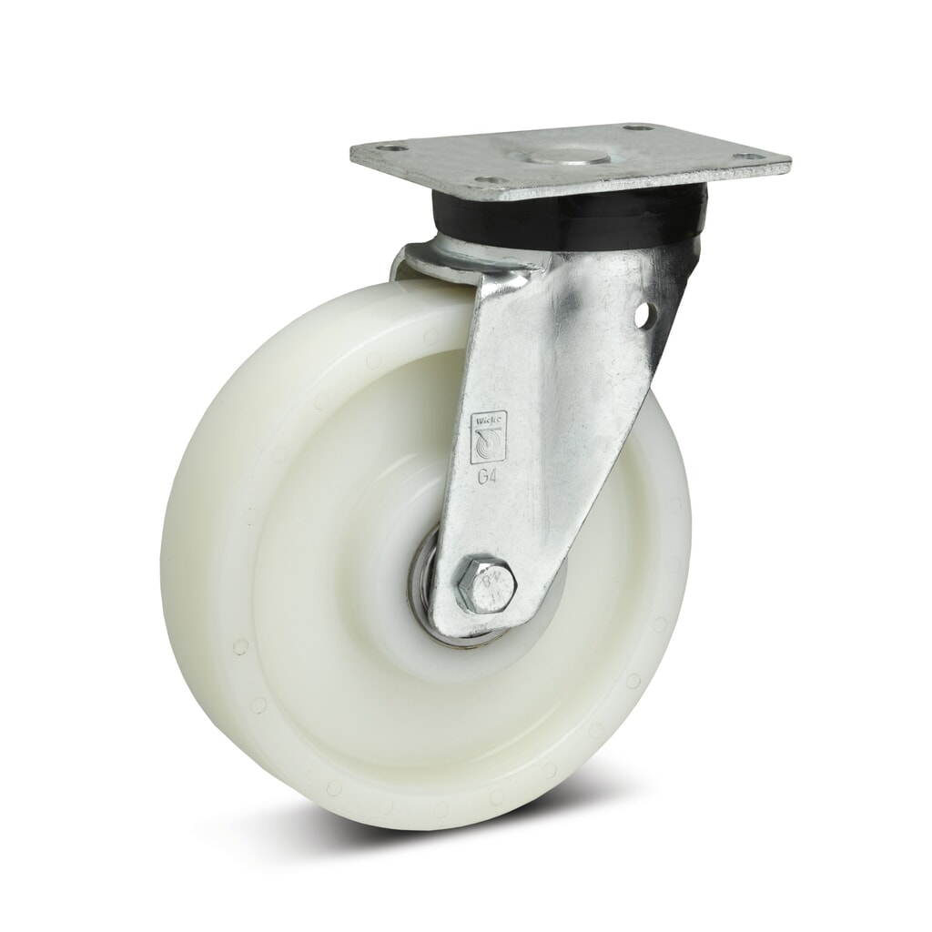 Wicke Schwerlast-Lenkrolle Polyamid, Rillenkugellager, Ø x Breite 100 x 35 mm, TK 500 kg Produktabbildung: Wicke Schwerlast-Lenkrolle Polyamid, Rillenkugellager, Ø x Breite 100 x 35 mm, TK 500 kg