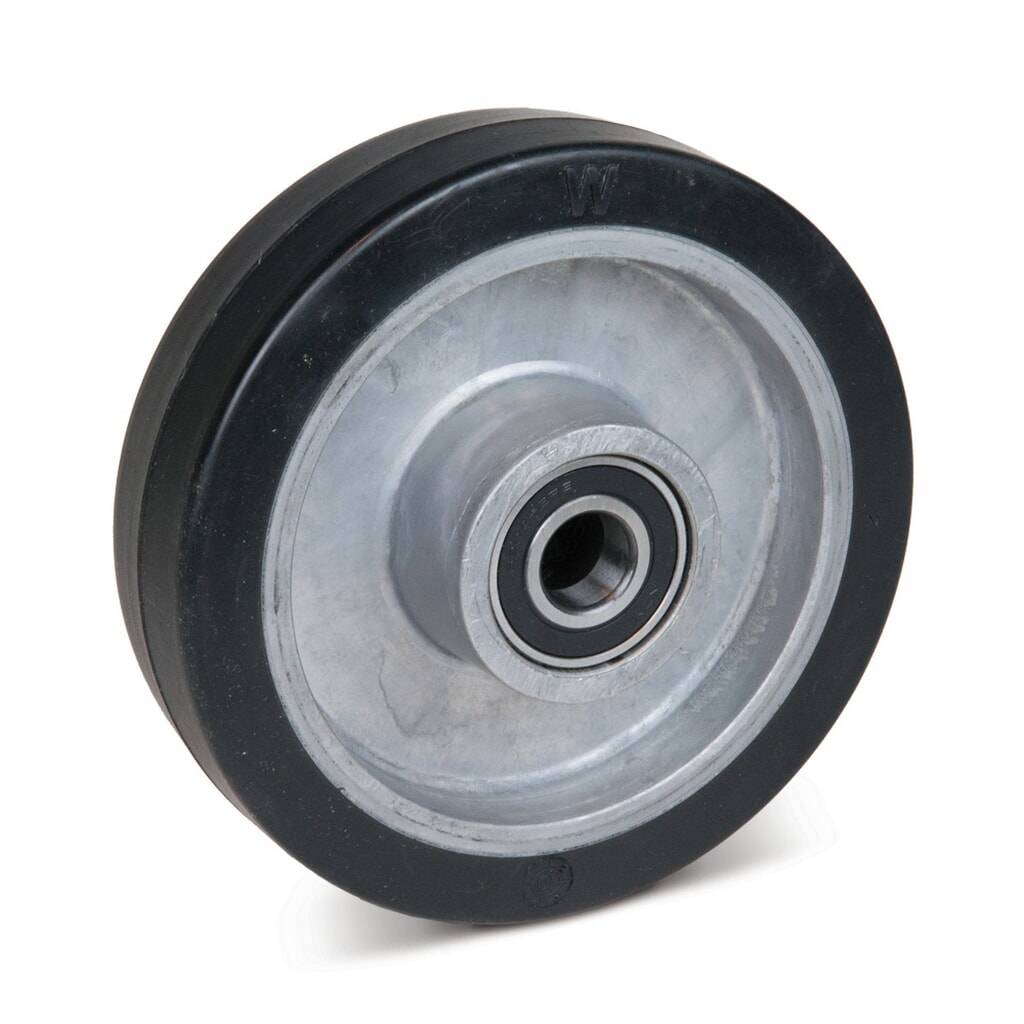 Wicke Vollgummi-Lenkrad, Aluminiumfelge, Einbaulänge 54 mm, ØxB 200 x 50 mm, TK 420 kg Produktabbildung: Wicke Vollgummi-Lenkrad, Aluminiumfelge, Einbaulänge 54 mm, ØxB 200 x 50 mm, TK 420 kg