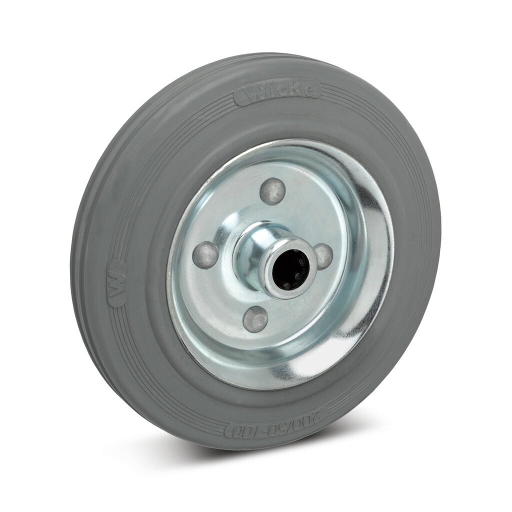Wicke Vollgummi-Rad, Rollenlager, spurlos, ØxB 80 x 25 mm, TK 50 kg Produktabbildung: Wicke Vollgummi-Rad, Rollenlager, spurlos, ØxB 80 x 25 mm, TK 50 kg