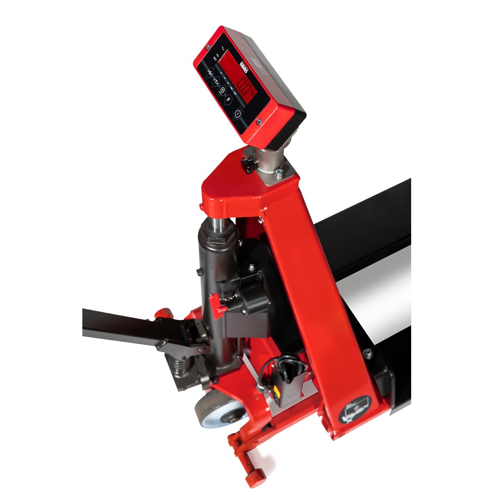 Produktabbildung Nr. 2: Ravas Scherenhubwagen mit Waage, elektrohydraulisch, Tragfähigkeit 1.000 kg, Gabellänge 1.200 mm, Polyurethan, mit Mehrbereichsanzeige