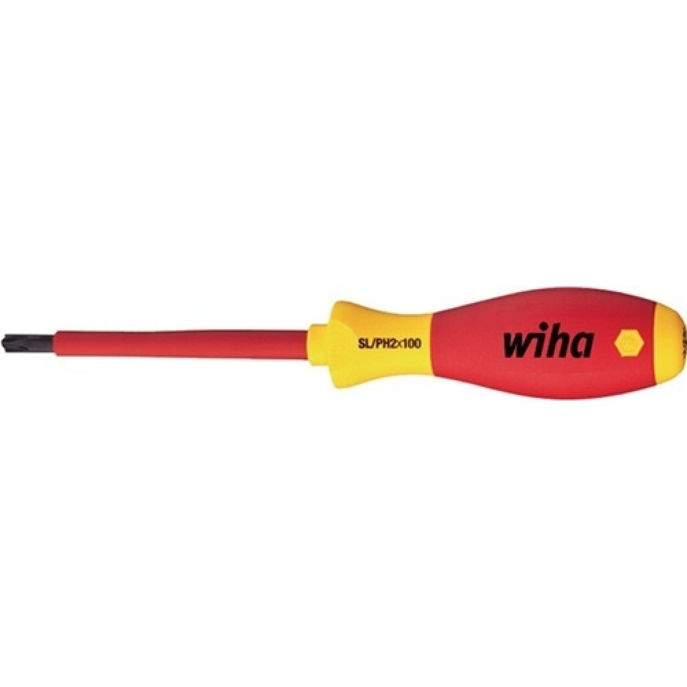 Produktabbildung: Kreuzschlitzschraubendreher VDE SL/PH SW 2x100mm Ges.-L.218mm Plus/Minus-Klemm.