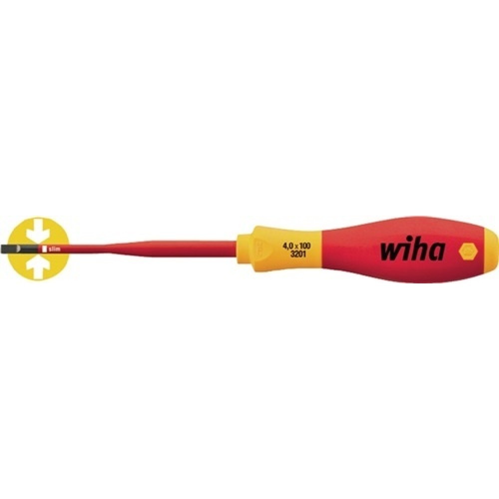 Produktabbildung: Schraubendreher VDE Schlitz SW 4x125mm Ges.-L.211mm m.Mehrkomp.-Griff SoftFinish