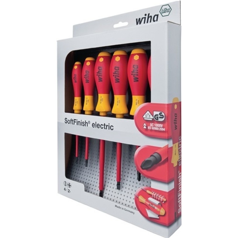 Produktabbildung: Schraubendrehersatz 7tlg. VDE Schlitz SW 2,5/4/5,5/6,5/PH 1/2 brün. Rundkl.